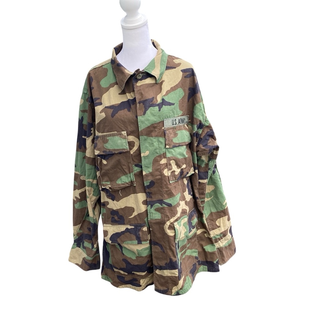 Army Camouflage Military Jacket Green Large Long